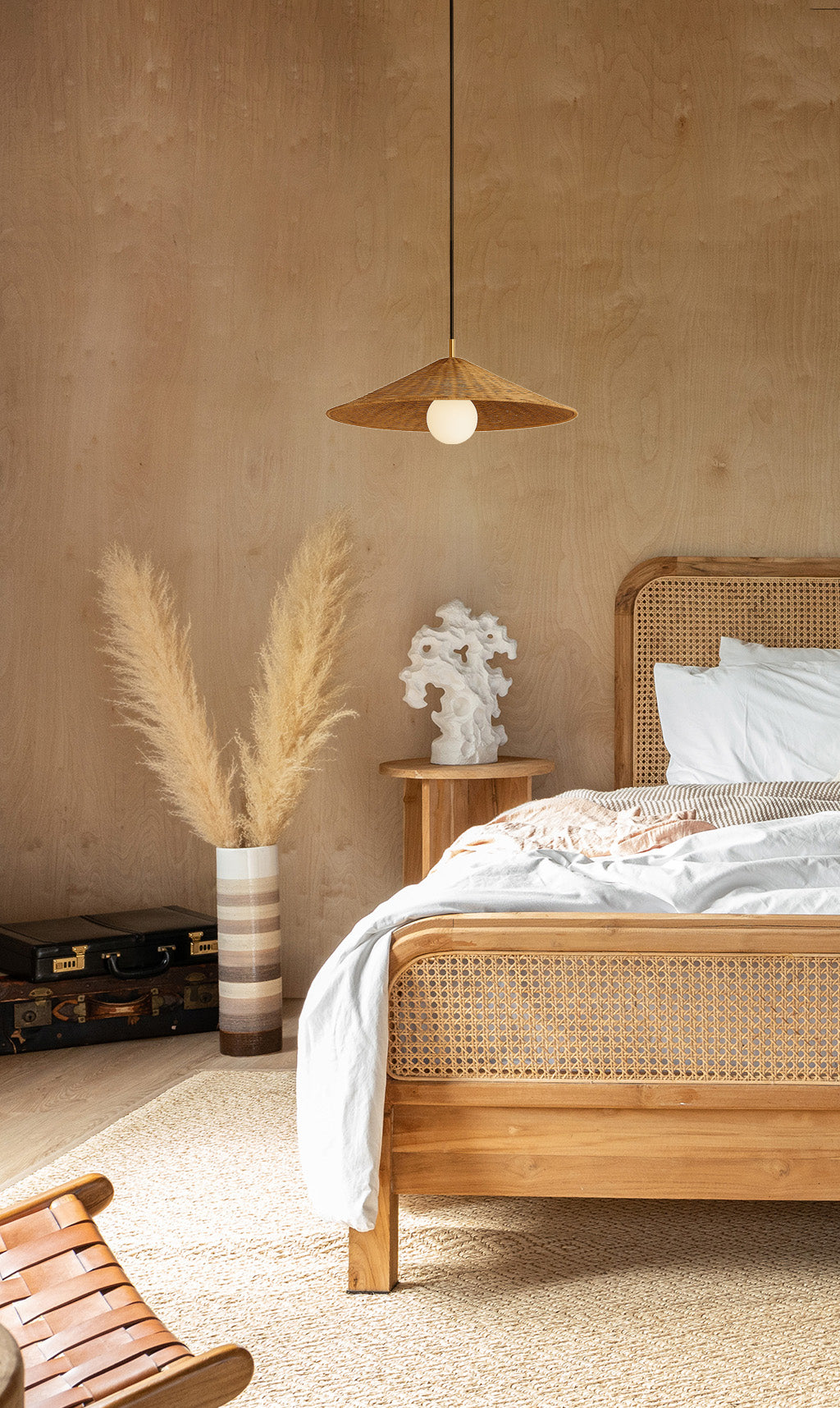 Dounia Home - DH-ADARATCON-SM-NR - Ada Rattan Cone Pendant - Natural Raffia