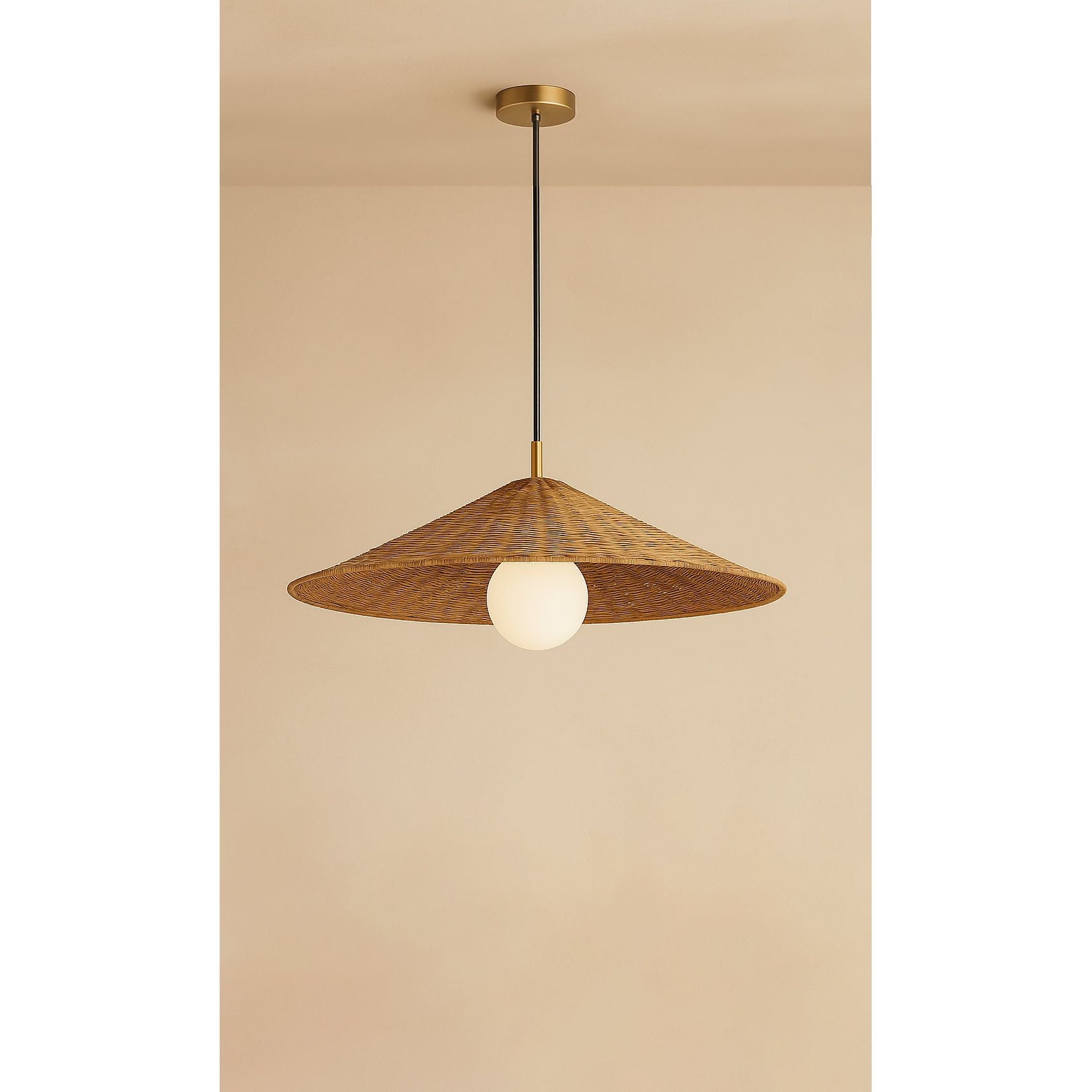 Dounia Home - DH-ADARATCON-SM-NR - Ada Rattan Cone Pendant - Natural Raffia
