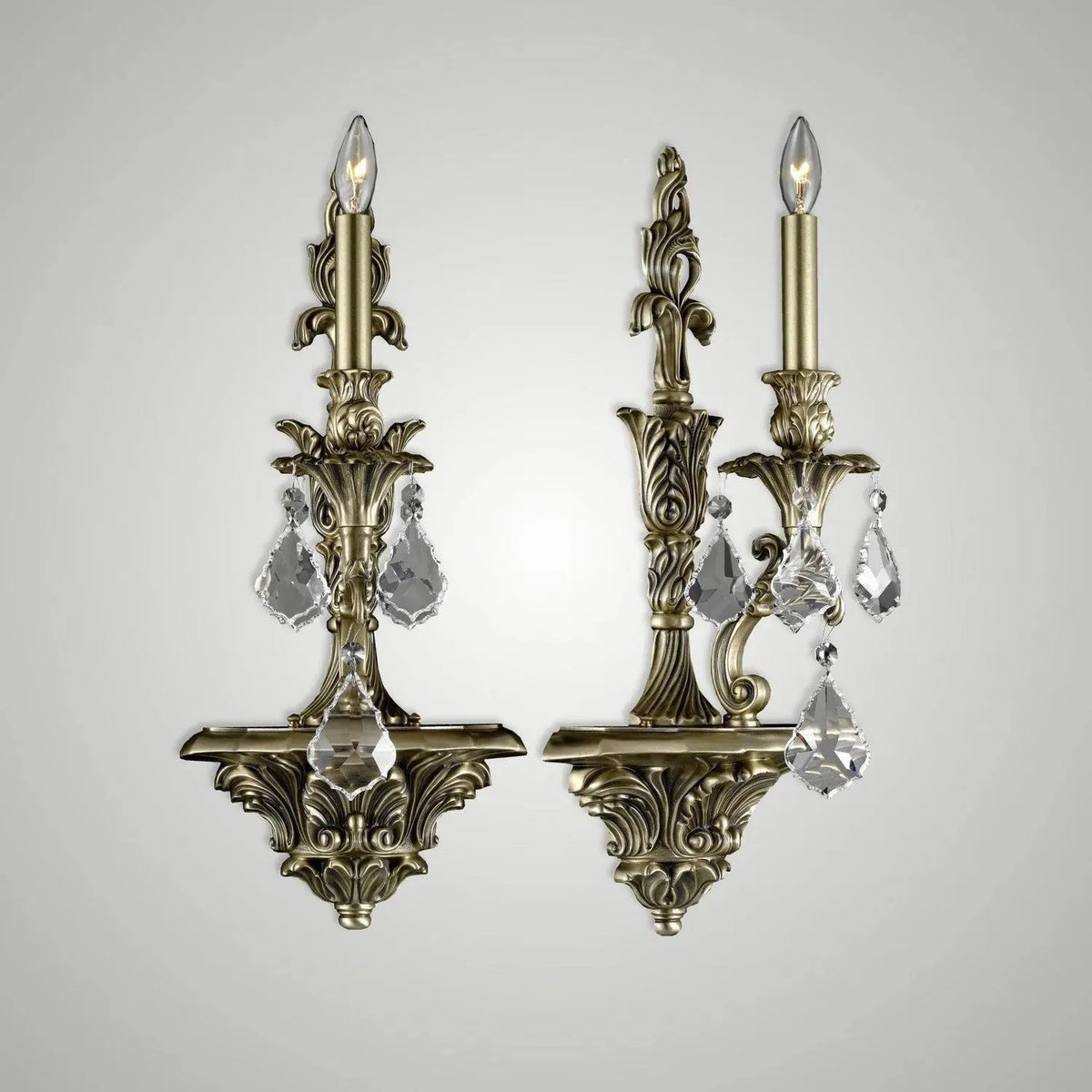 American Brass & Crystal - Blairsden Brass and Crystal Wall Sconce - WS9081-A-02G-ST | Montreal Lighting & Hardware