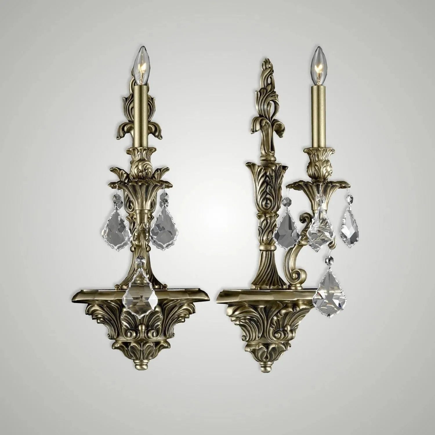 American Brass & Crystal - Blairsden Brass and Crystal Wall Sconce - WS9081-A-02G-ST | Montreal Lighting & Hardware