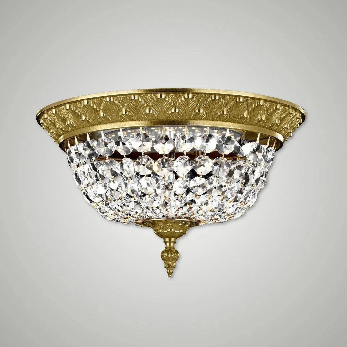 American Brass & Crystal - Corinthian Brass and Crystal Flush Basket - FM8615-P-16G | Montreal Lighting & Hardware