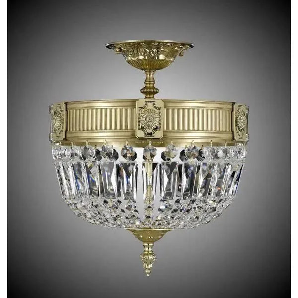 Finisterra Basket Brass and Crystal Semi-Flush