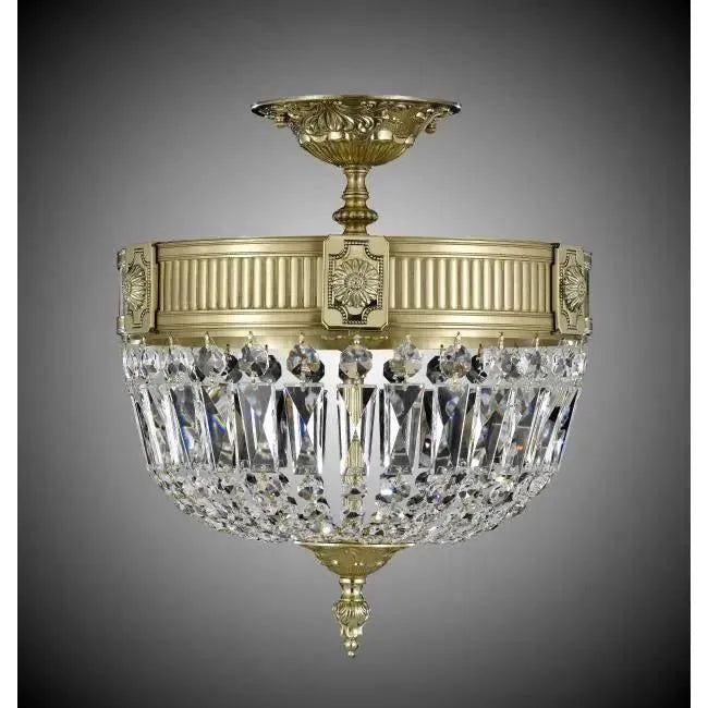 American Brass & Crystal - Finisterra Basket Brass and Crystal Semi-Flush - FM2151-P-16G | Montreal Lighting & Hardware