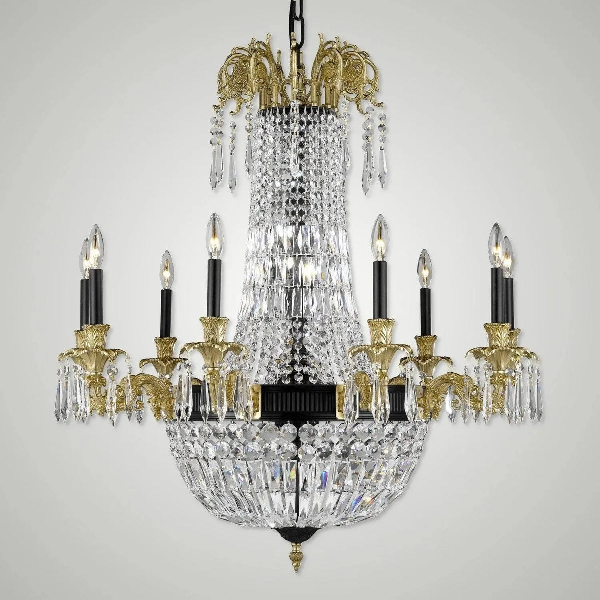 American Brass & Crystal - Finisterra Brass and Crystal Chandelier - CH2143-P-05S-16G-ST | Montreal Lighting & Hardware