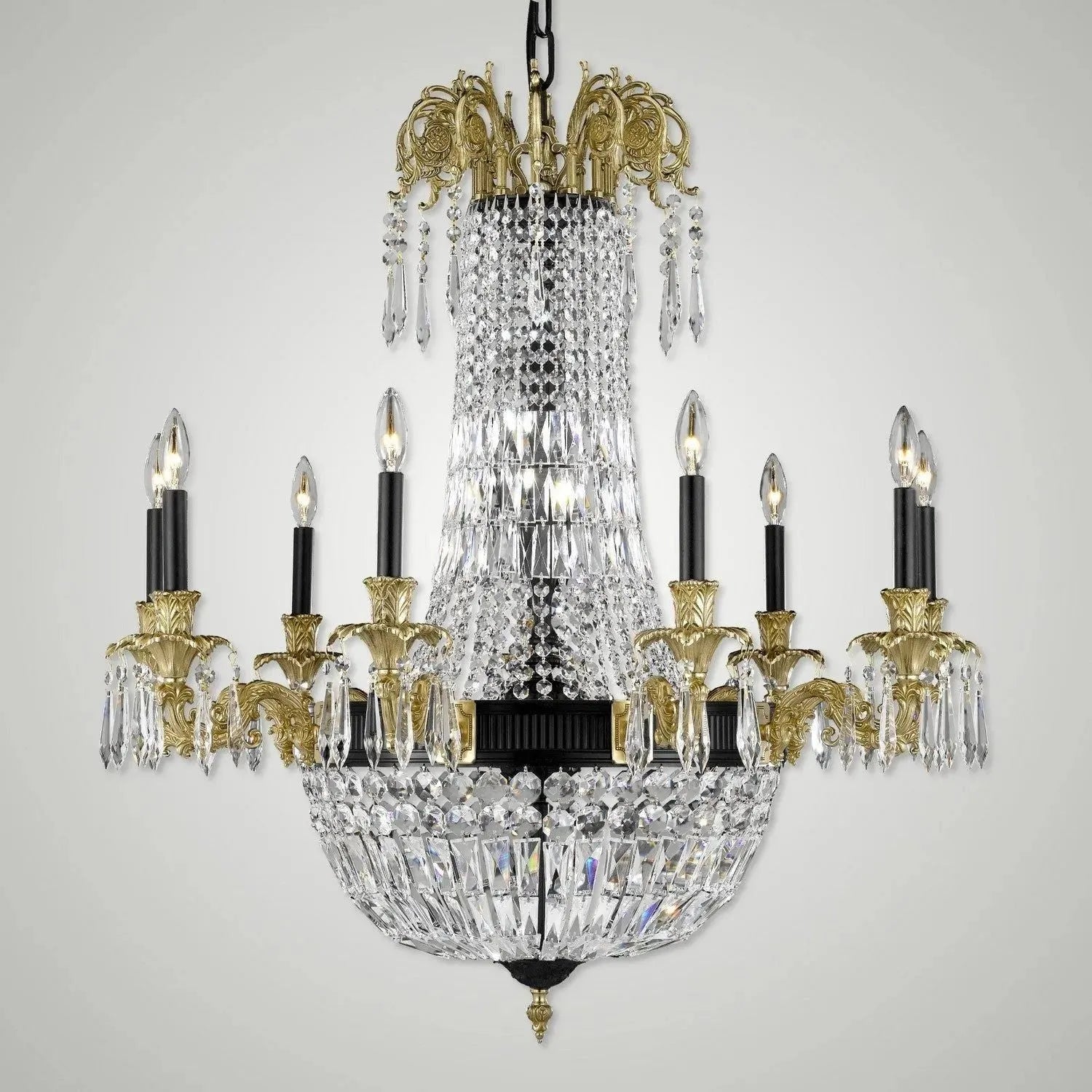 American Brass & Crystal - Finisterra Brass and Crystal Chandelier - CH2143-P-05S-16G-ST | Montreal Lighting & Hardware