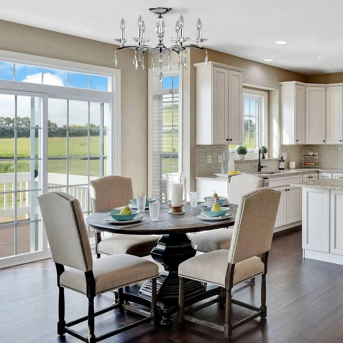 American Brass & Crystal - Kaya Brass and Crystal Semi-Flush - FM5523-G-38G-ST | Montreal Lighting & Hardware