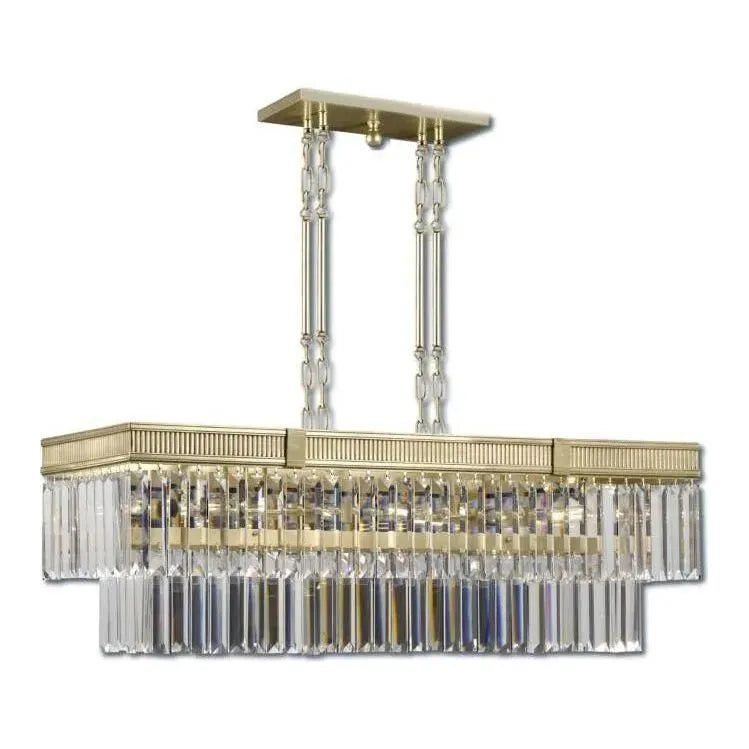 American Brass & Crystal - Kensington Brass and Crystal Linear Chandelier - IL8305-P-36G | Montreal Lighting & Hardware