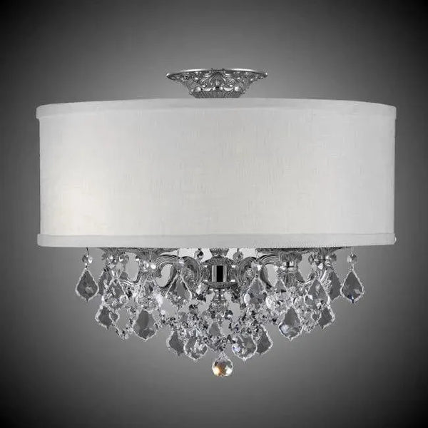 Llydia Shaded Brass and Crystal Semi-Flush