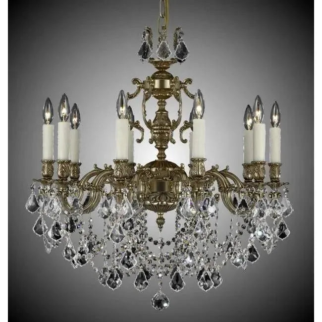 American Brass & Crystal - Rosetta Brass and Crystal Chandelier - CH9562-A-03G-PI | Montreal Lighting & Hardware