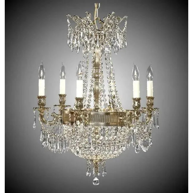 American Brass & Crystal - Valencia Brass and Crystal Chandelier - CH8141-P-12G-PI | Montreal Lighting & Hardware