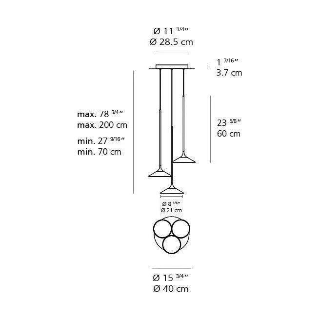 Artemide - Orsa Multi Light Pendant - 0353038A | Montreal Lighting & Hardware