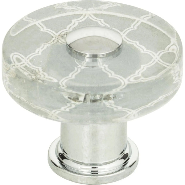 Bouton rond en verre quadrilobe