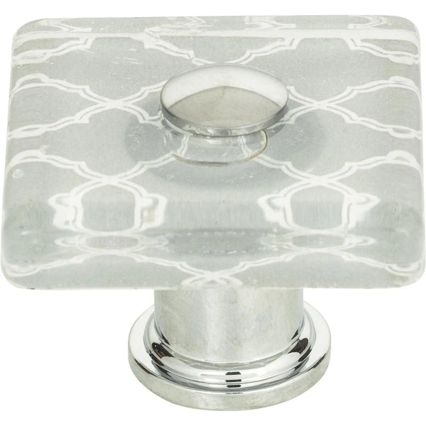 Bouton carré en verre quadrilobe