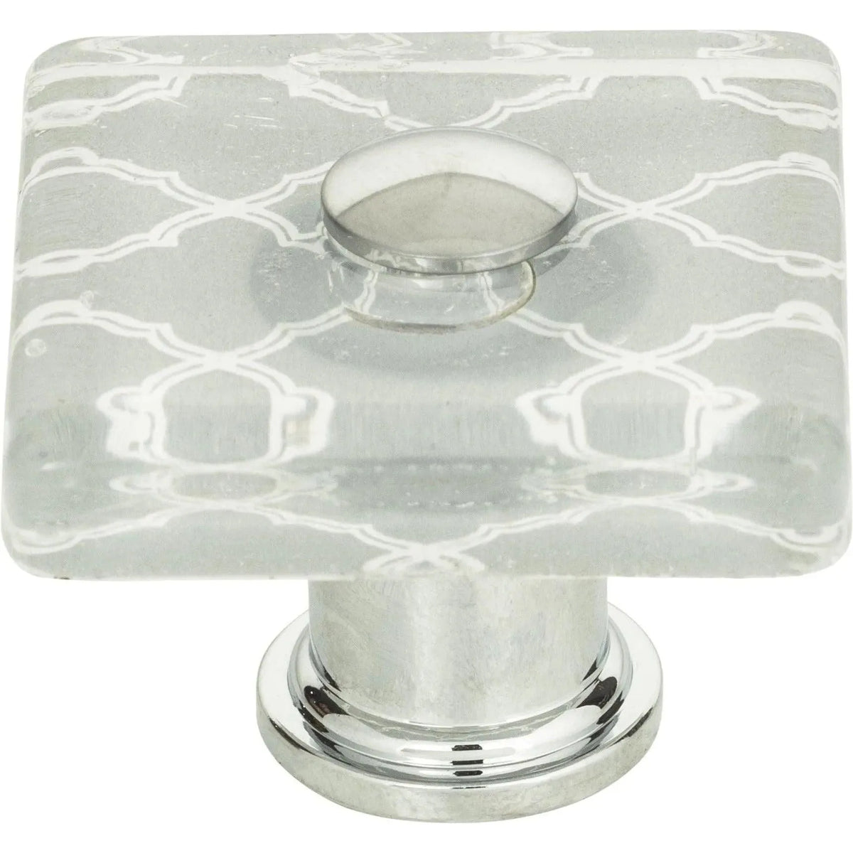 Atlas Homewares - Quatrefoil Glass Square Knob - 3234-CH | Montreal Lighting & Hardware