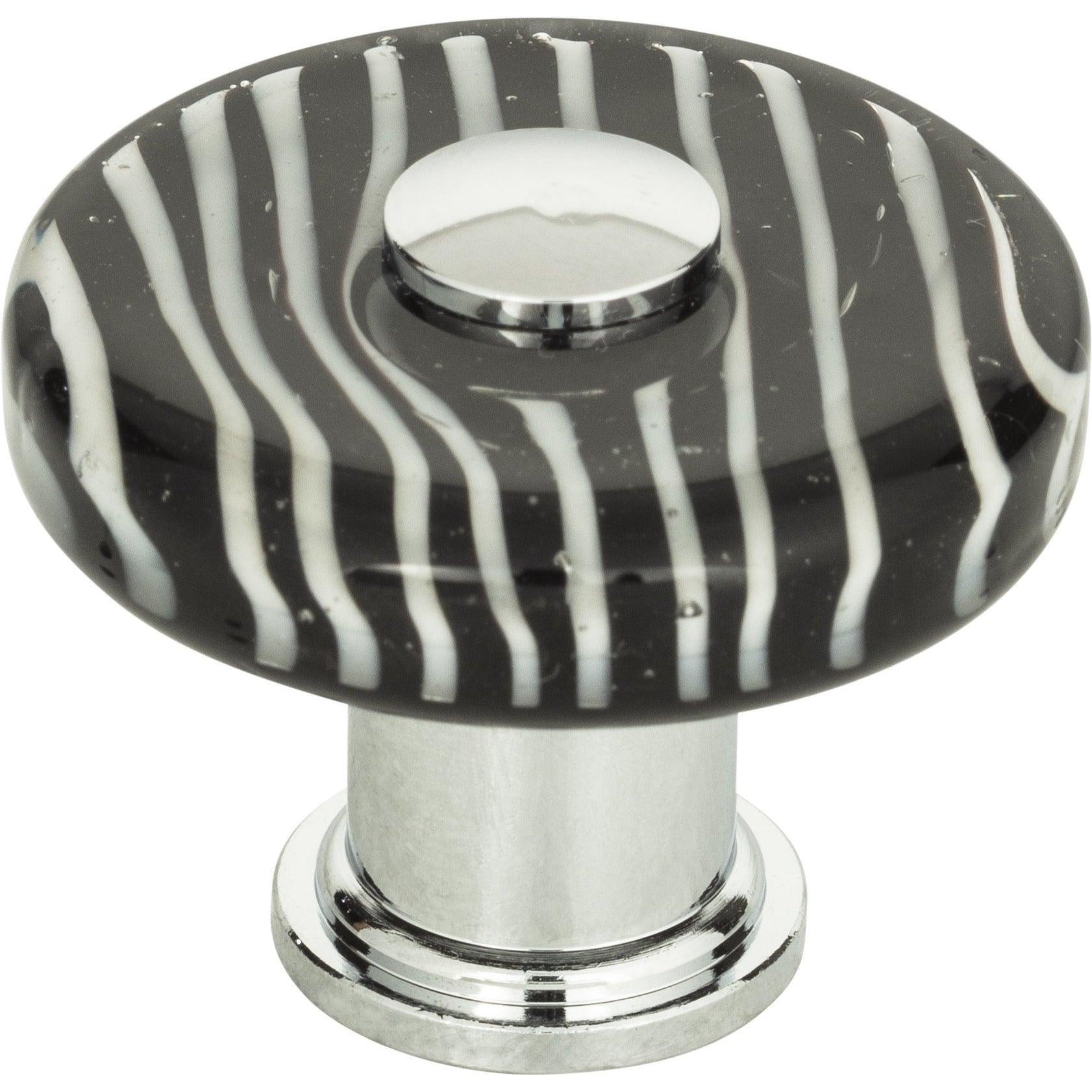 Atlas Homewares - Zebra Glass Round Knob - 3224-CH | Montreal Lighting & Hardware