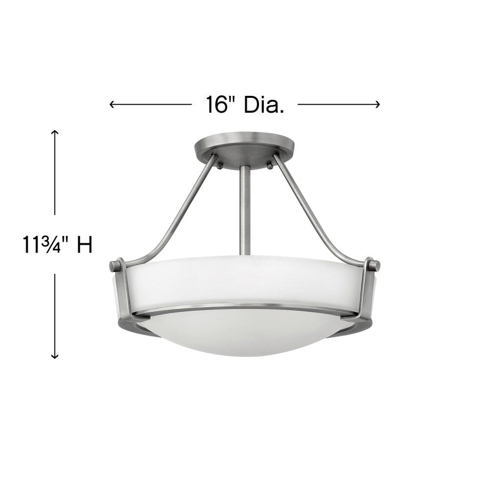 Hinkley Lighting 3220AN Hathaway Semi-Flush Mount in Antique Nickel