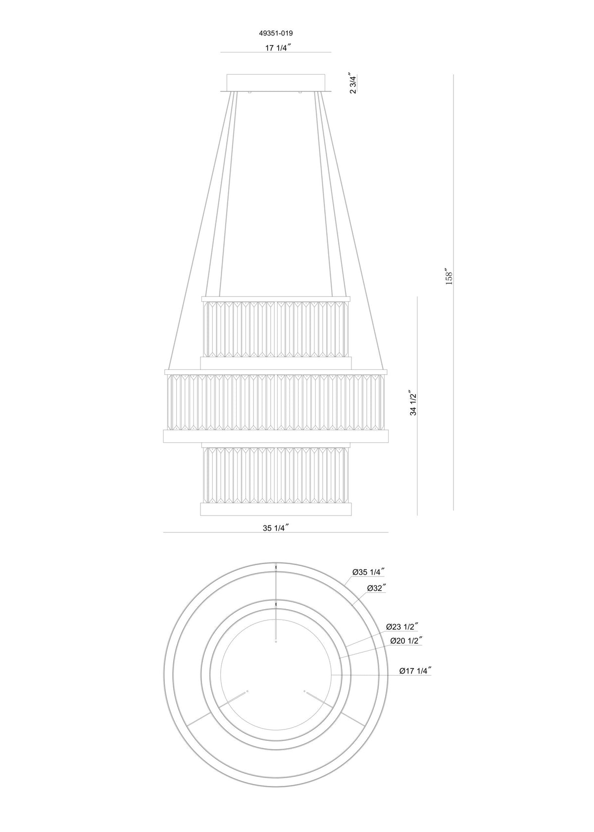 Eurofase 49350-012 Empra LED Cristal Suspendu en or