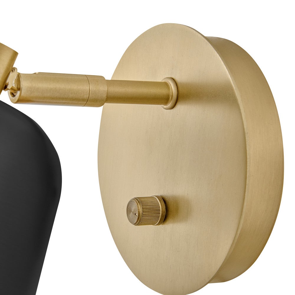 Lark 84460LCB-BK Jojo Articulating Sconce in Lacquered Brass with Black accents