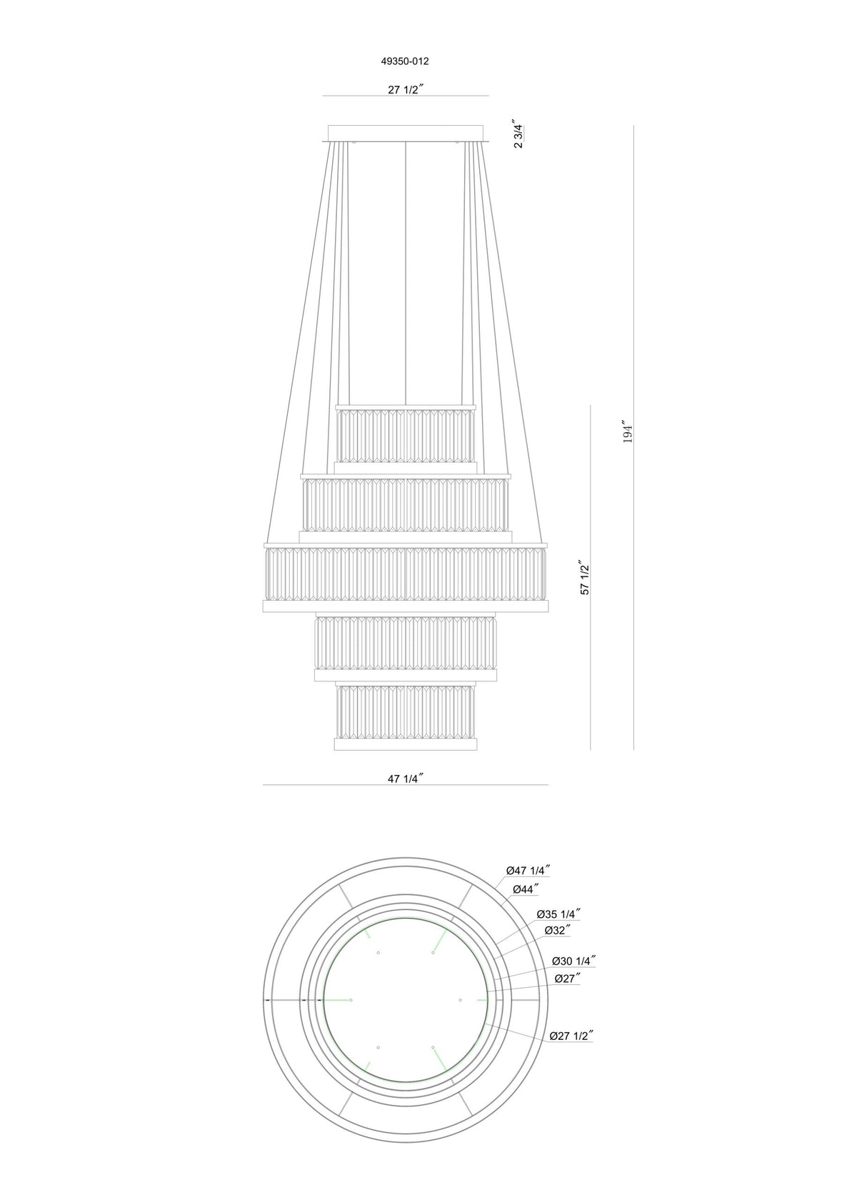 Eurofase 49350-012 Empra LED Cristal Suspendu en or
