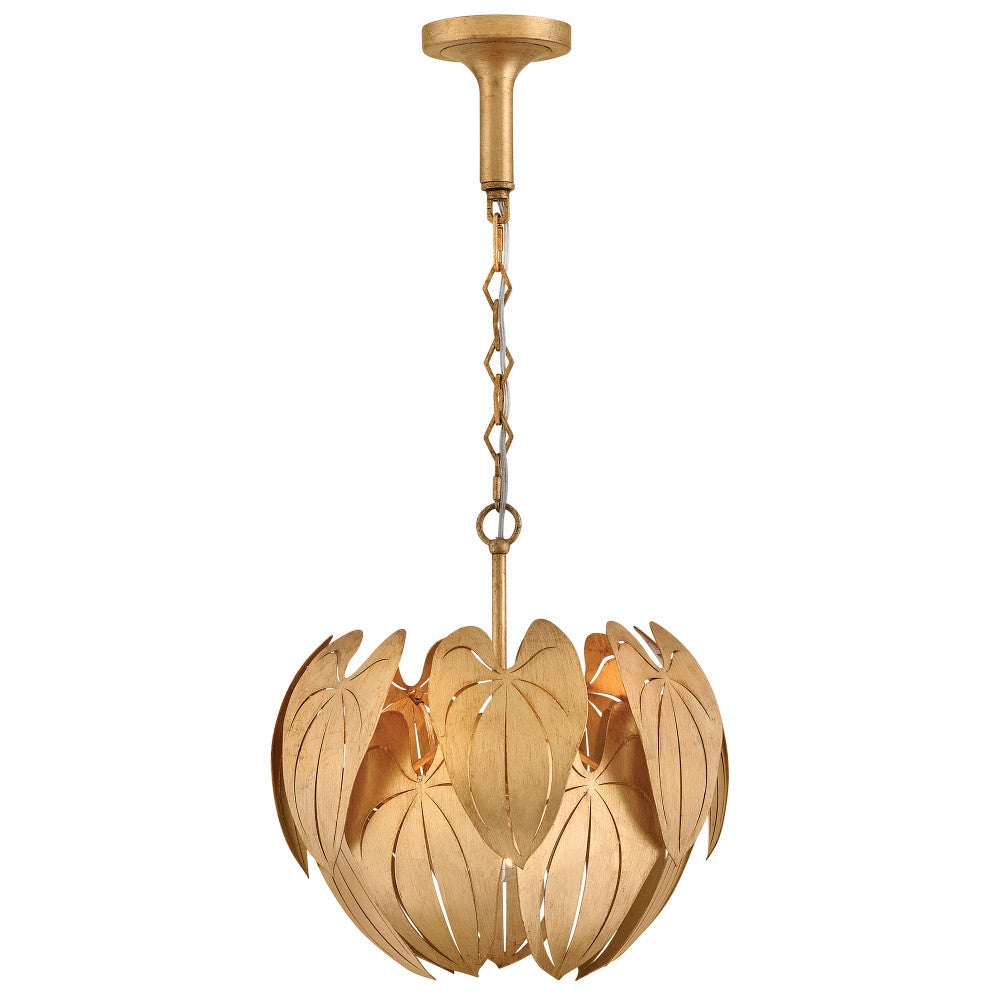 Fredrick Ramond FR47167DA Camille Botanical Semi-Flush in Distressed Brass