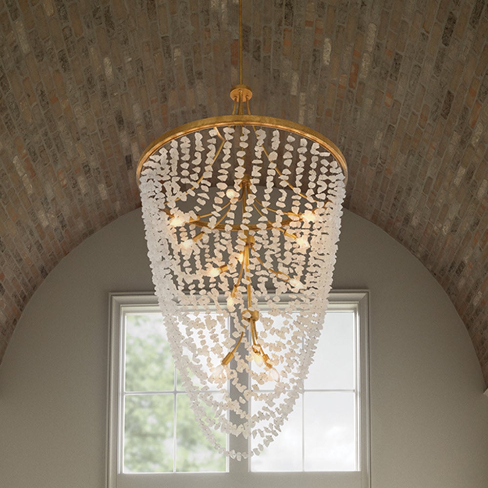Fredrick Ramond FR41598DA Myra Cristal de roche à plusieurs niveaux Suspension en laiton vieilli