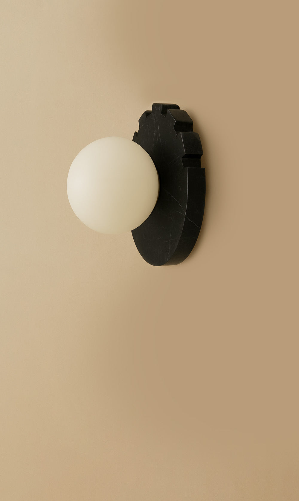 Dounia Home - DH-CHEDISWAL-LG-BLK - Checkered Disc Wall Sconce - Black Marble - Black Marble