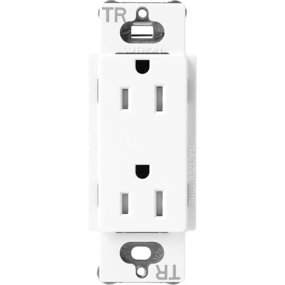 Lutron - Claro & Satin Colors 15A TR Receptacle - SCRS-15-TR-BW | Montreal Lighting & Hardware