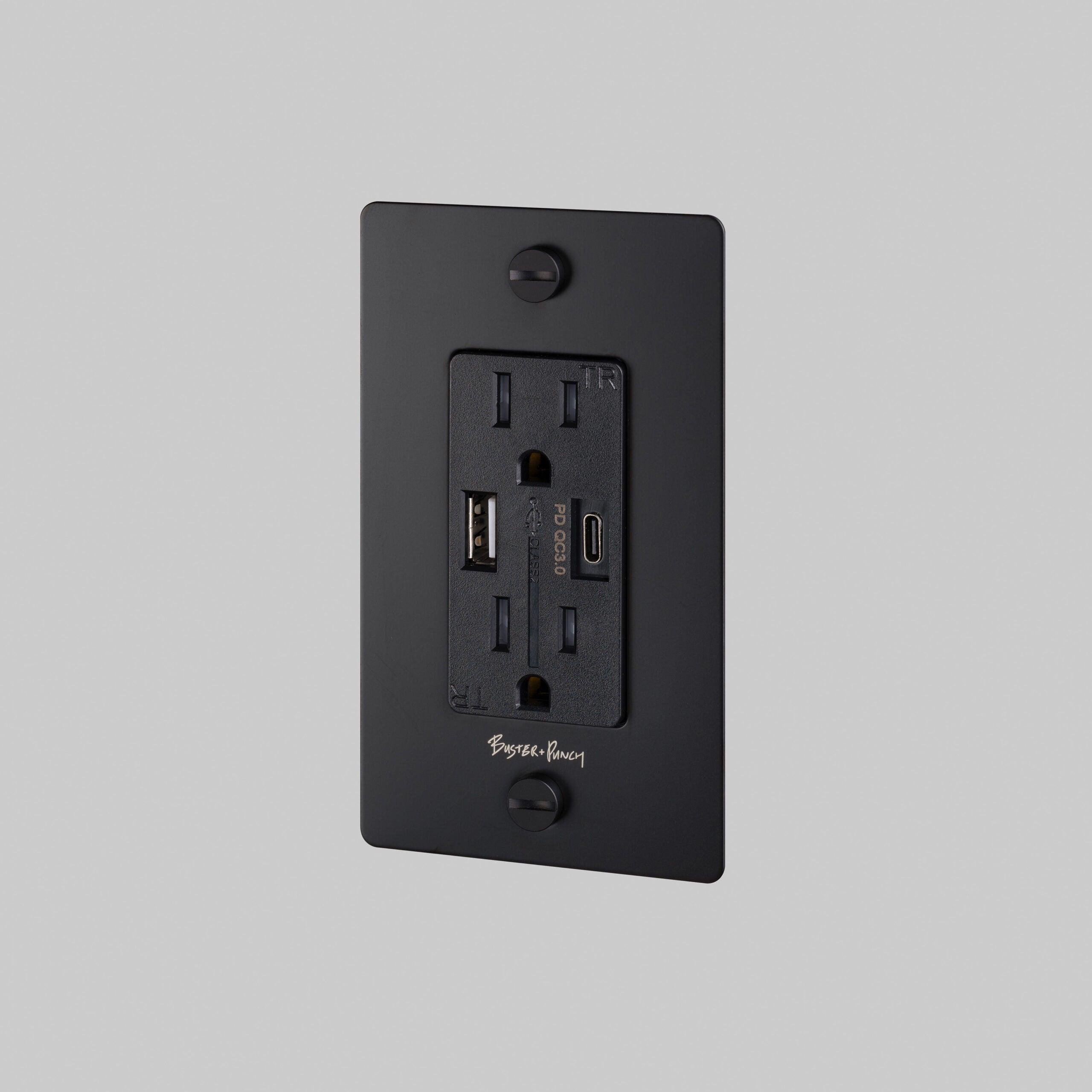 Buster + Punch - 1G Combination Duplex Outlet and USB - A + C Charger - NSK-023409 | Montreal Lighting & Hardware