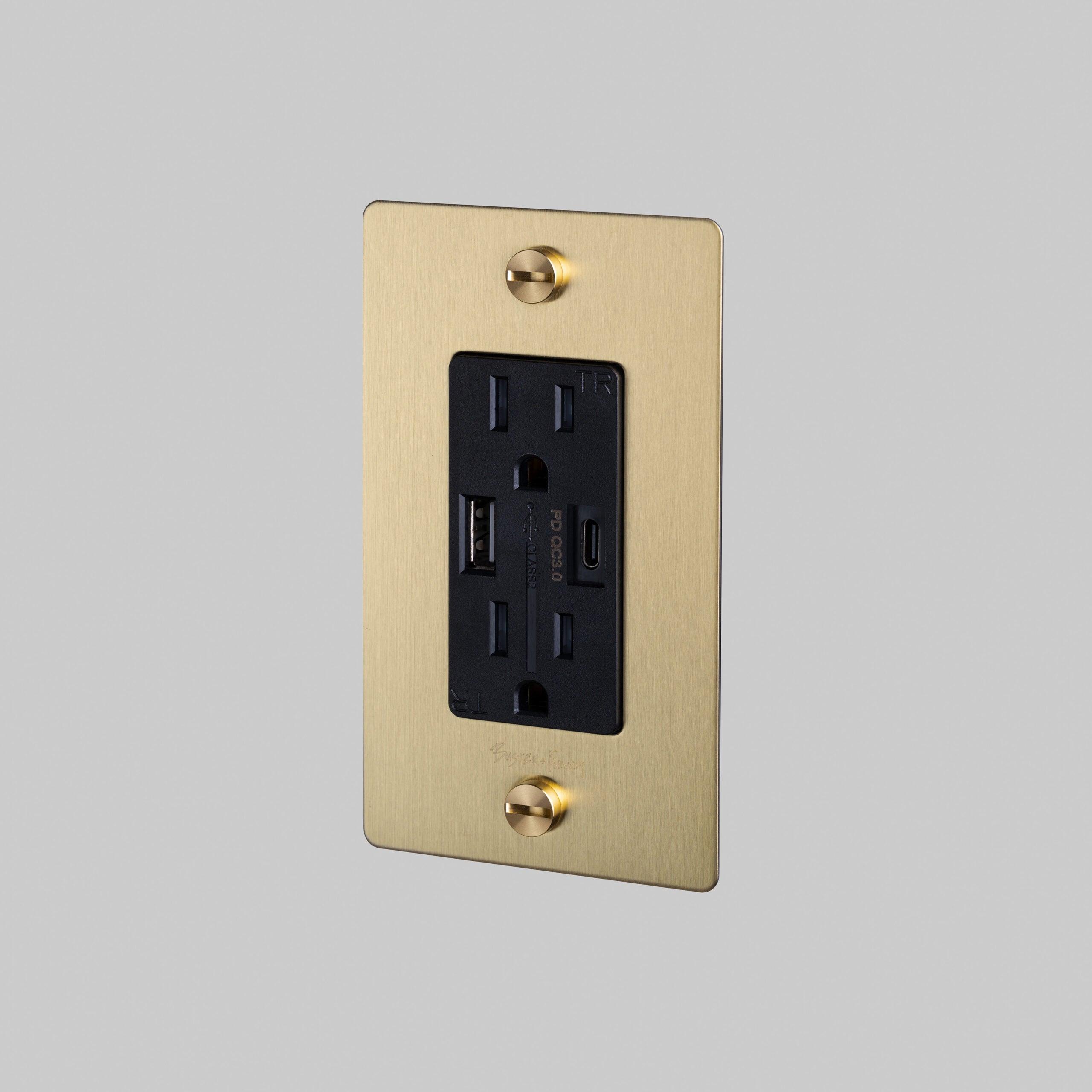 Buster + Punch - 1G Combination Duplex Outlet and USB - A + C Charger - NSK-053410 | Montreal Lighting & Hardware