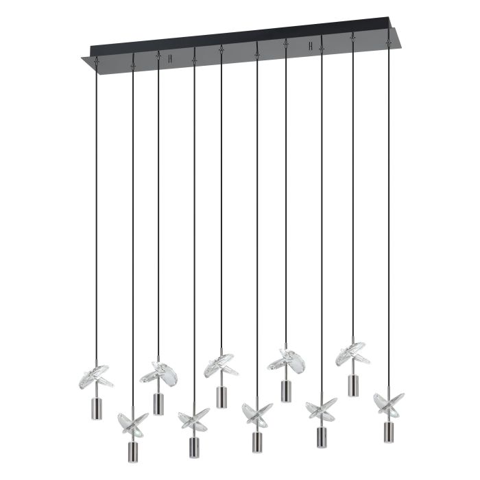 Éclairage Thesis 390494A Cristal Comareira Suspension linéaire  en chrome noir