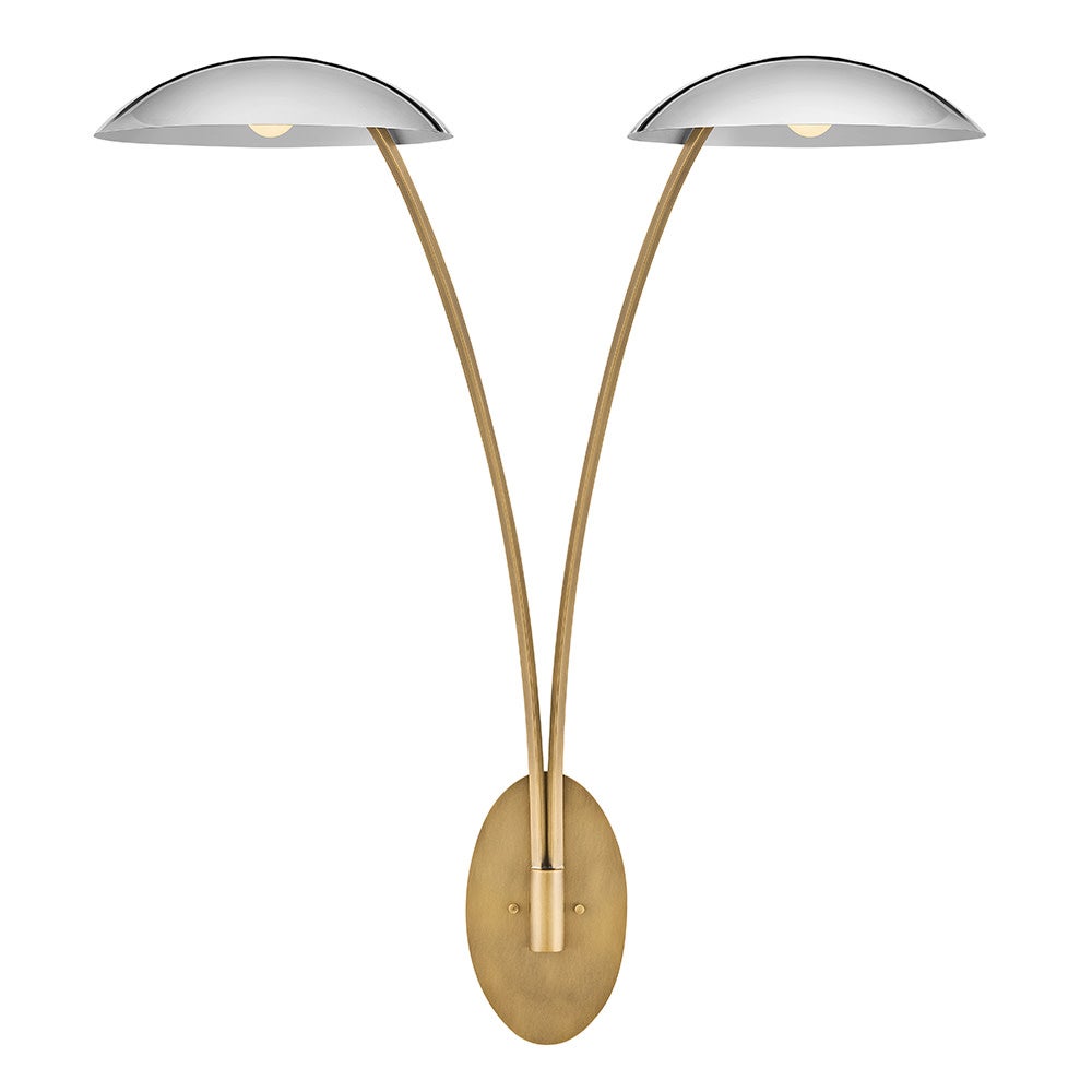 Applique double Glenn de Fredrick Ramond FR41642HB-CM en laiton Heritage avec accents chromés