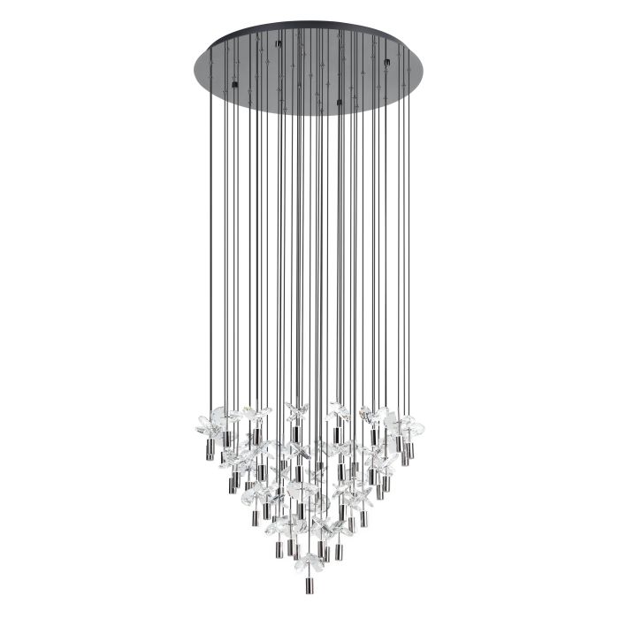 Thesis Lighting 390493A Groupe de globes en cristal Comareira Suspension en chrome noir