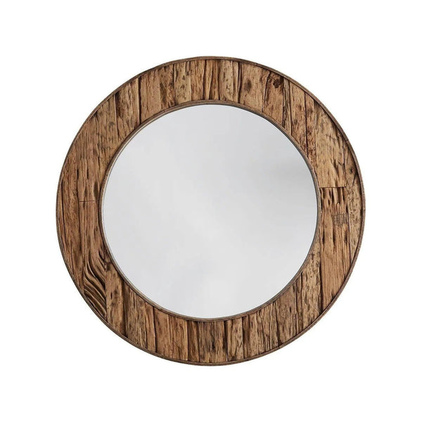 33" Round Reclaimed Railroad Ties Mirror