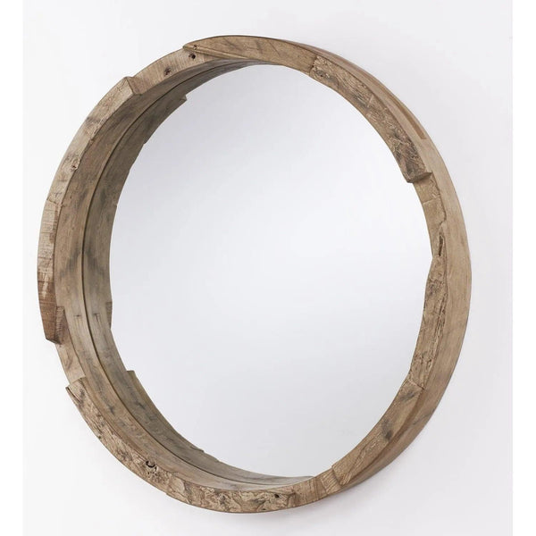 36" Reclaimed Wood Round Mirror