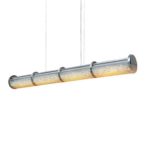 Michael McHale Designs CC-2A Crystal Cage LED Linear Pendant in Aluminum Stainless