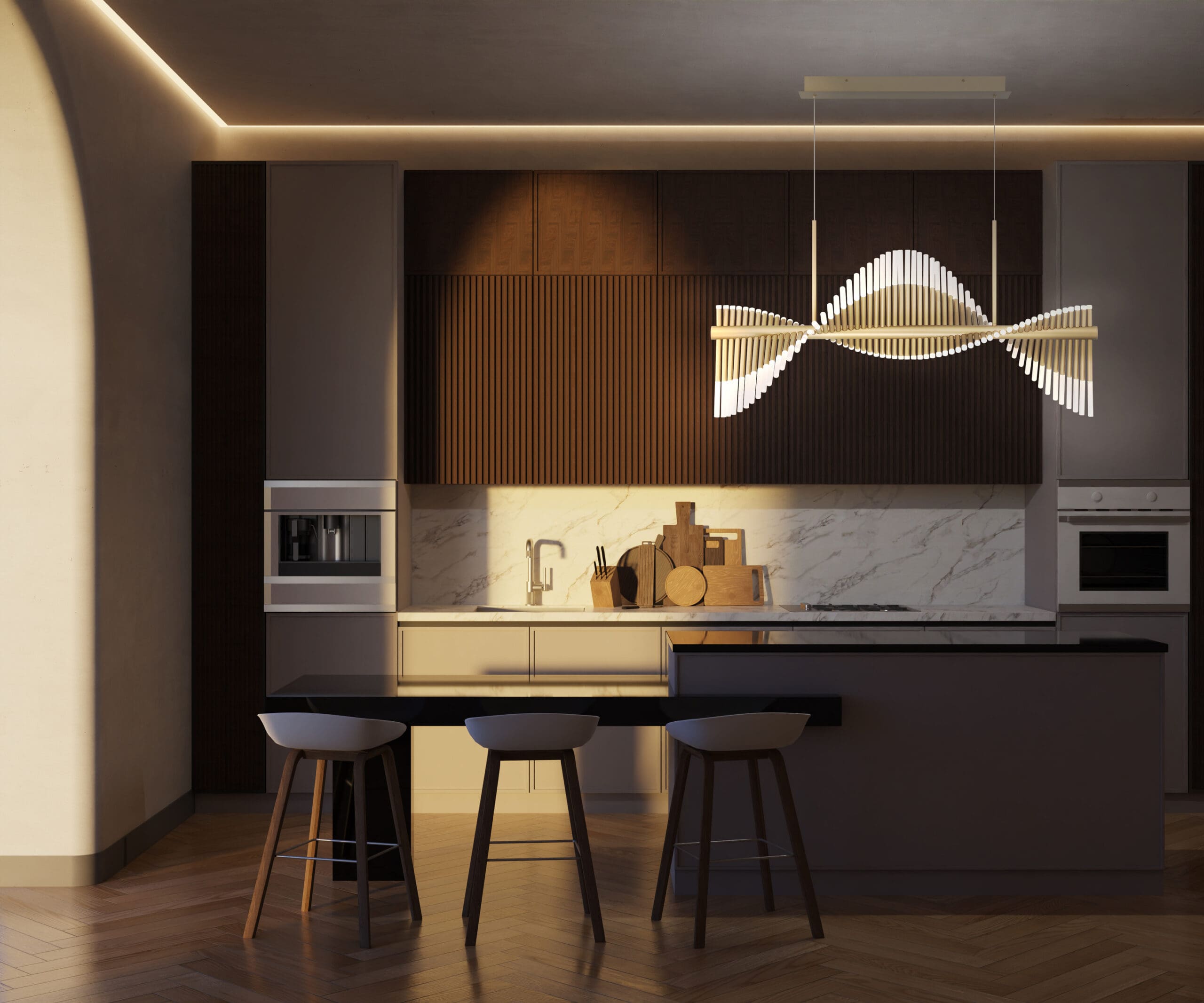 Eurofase 47126-015 Voltik LED Linear Chandelier in Gold