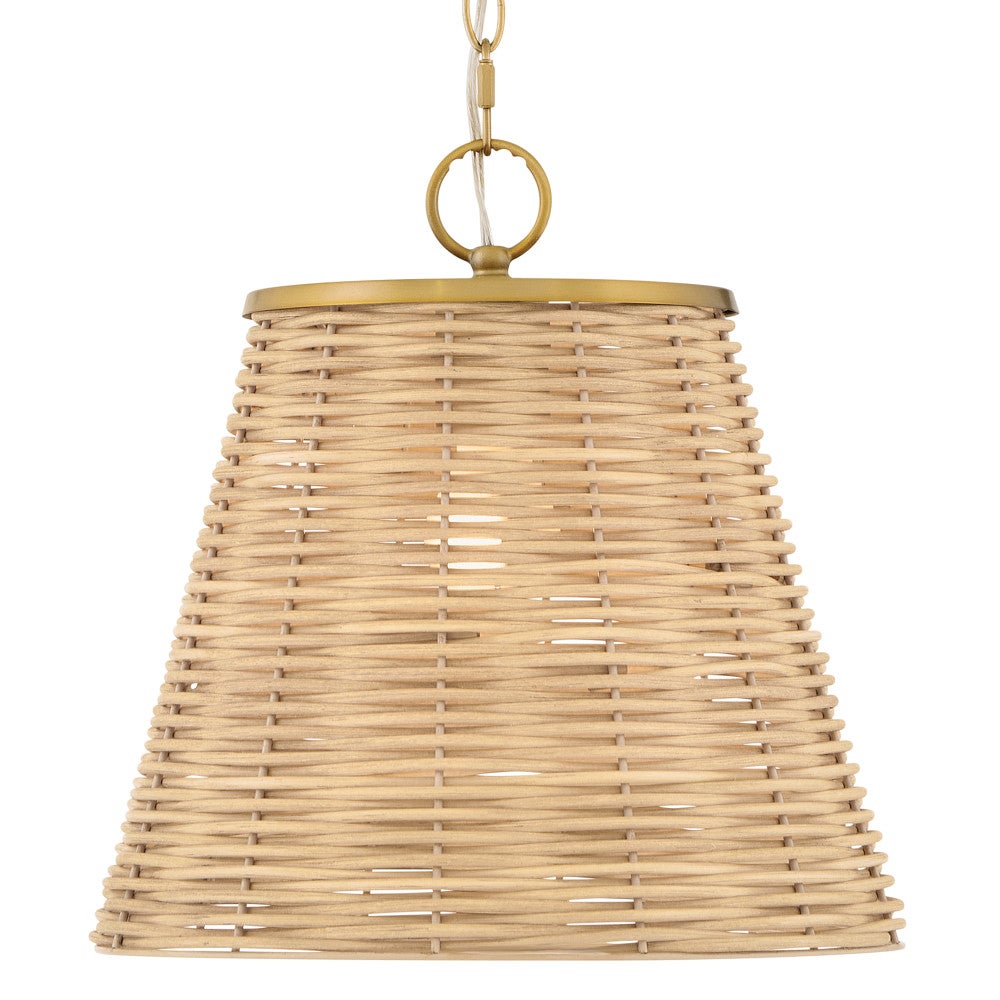 Lark 83217LCB Brynn Woven Shade Pendant in Lacquered Brass