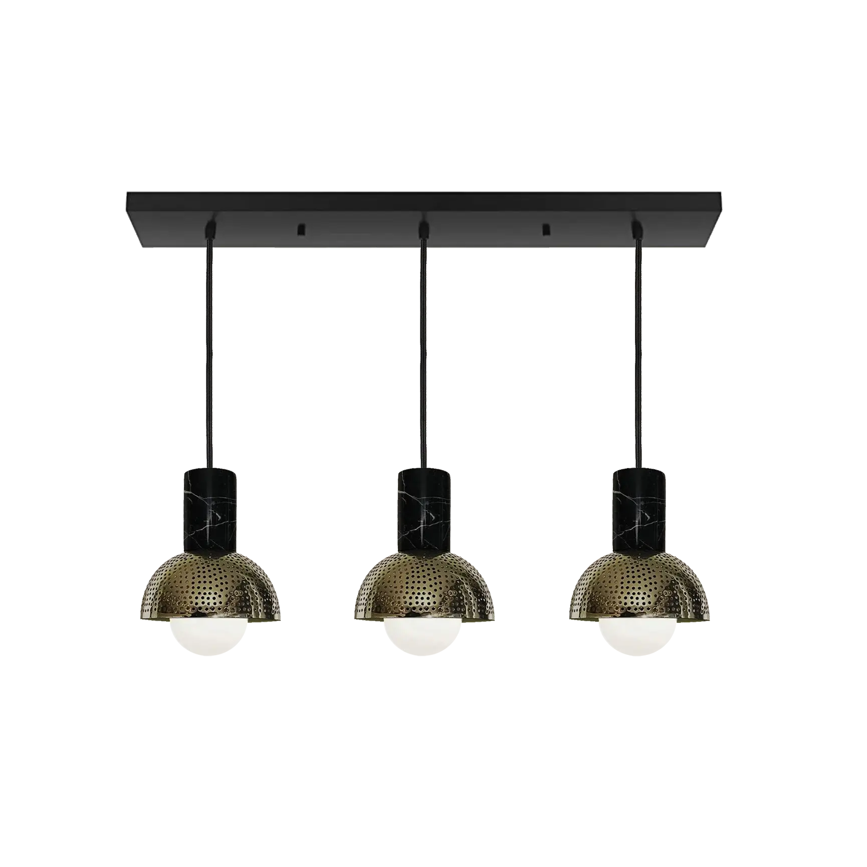 Dounia Home - DH-MARLIN3-BRS - Maria linear 3 globe chandelier - Polished Brass