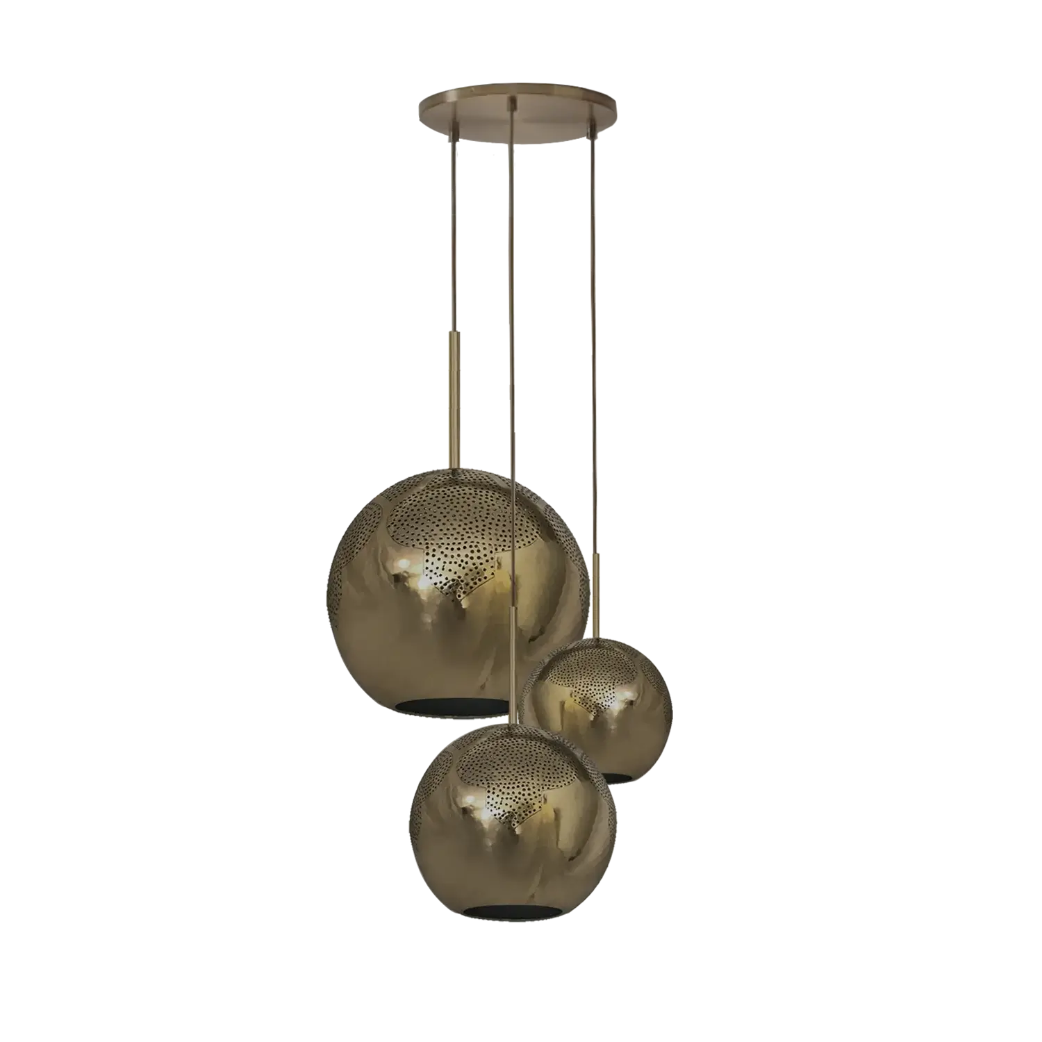 Dounia Home - DH-NAJ3LIG-MD-BRS - Najma 3-Light Globe Chandelier - Polished Brass