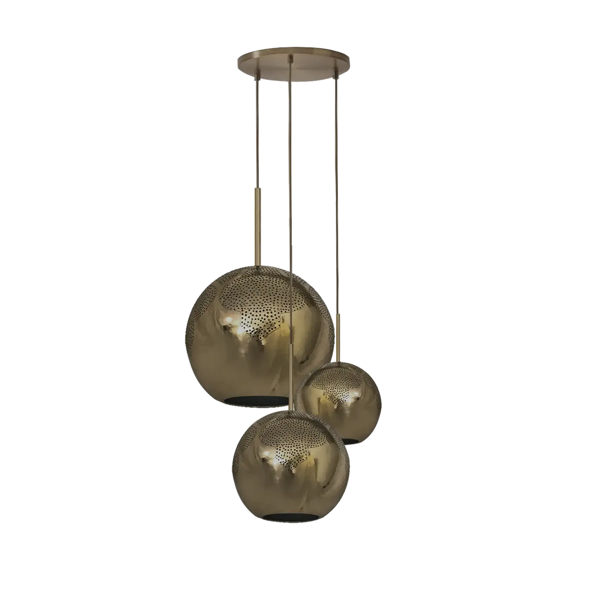Dounia Home - DH-NAJ3LIG-MD-BRS - Najma 3-Light Globe Chandelier - Polished Brass