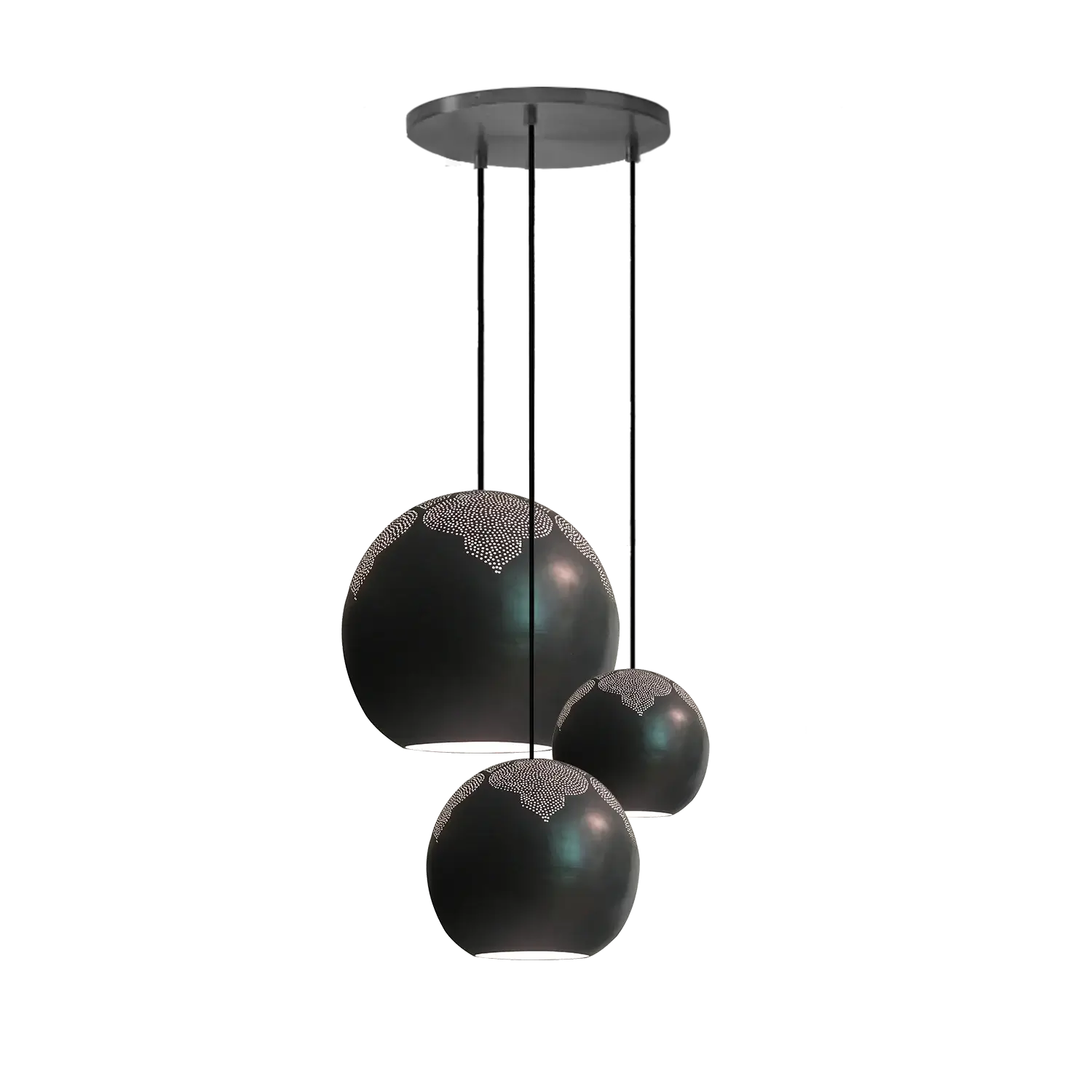 Dounia Home - DH-NAJ3LIG-SM-PC - Najma 3-Light Globe Chandelier - Polished Copper