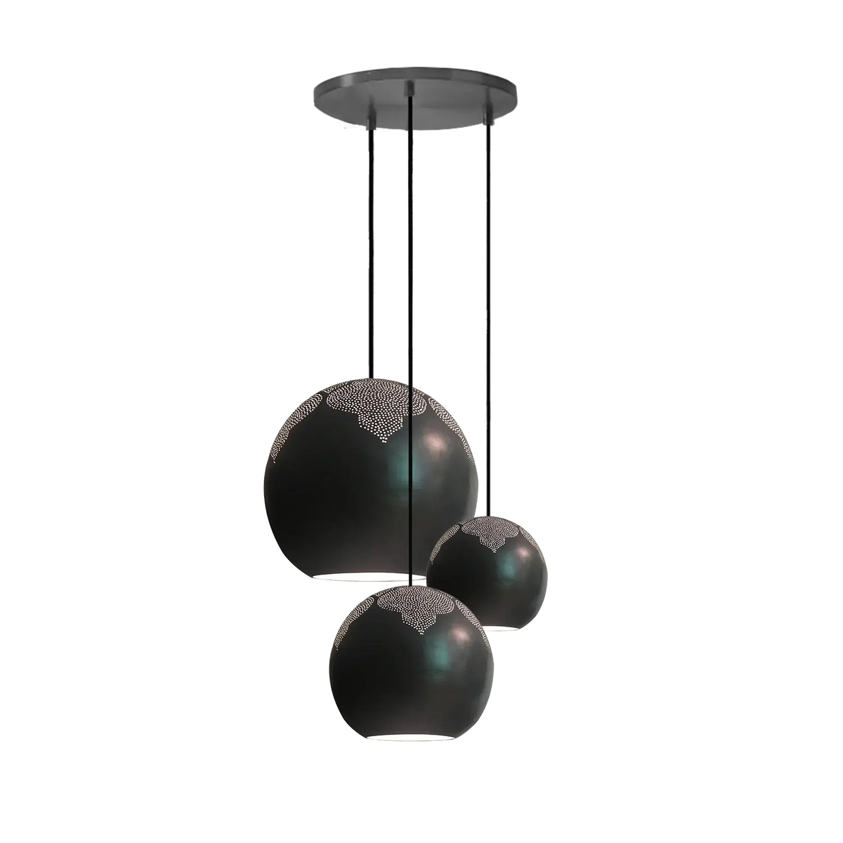 Dounia Home - DH-NAJ3LIG-SM-PC - Najma 3-Light Globe Chandelier - Polished Copper