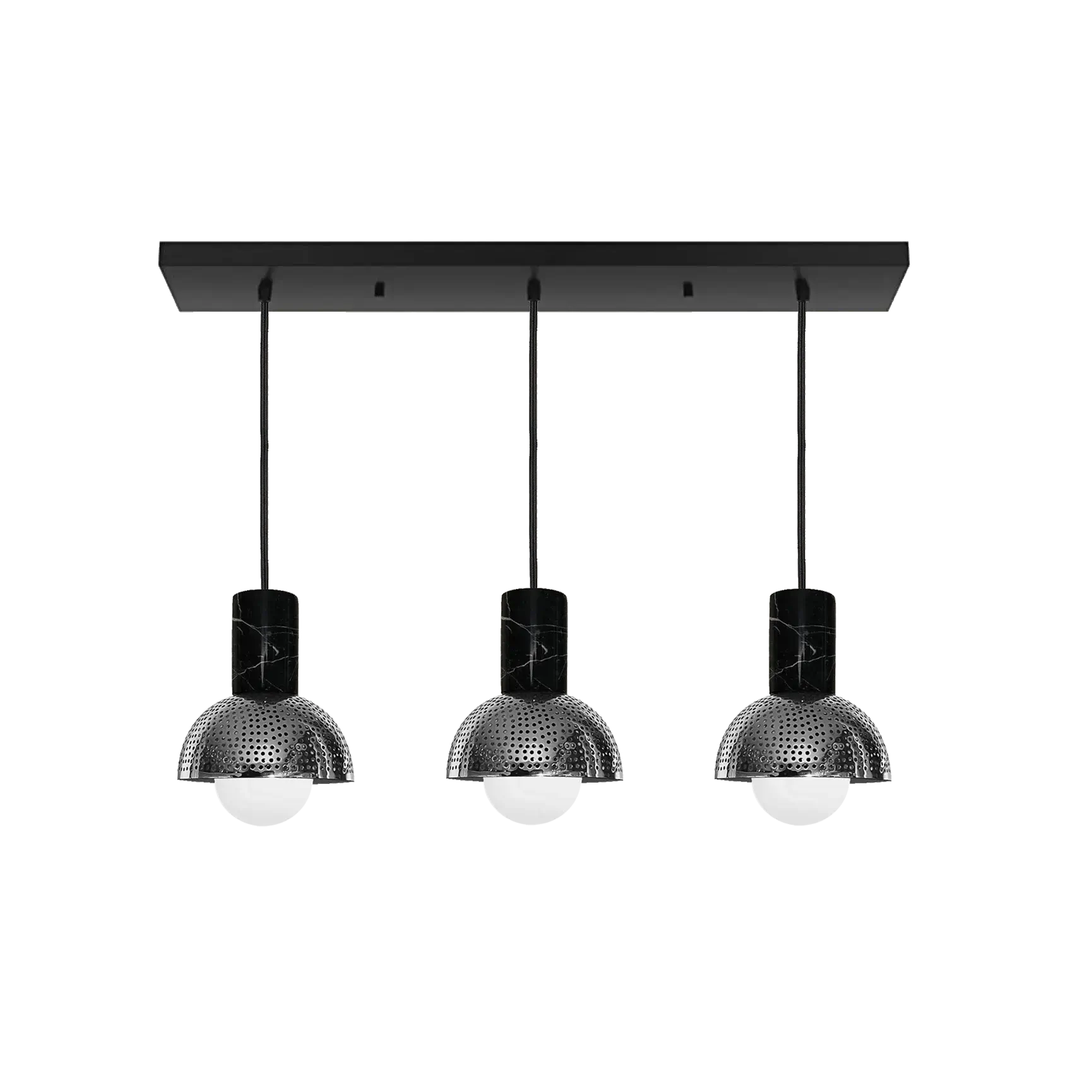 Dounia Home - DH-MARLIN3-MGM - Maria linear 3 globe chandelier - Matte Gun Metal