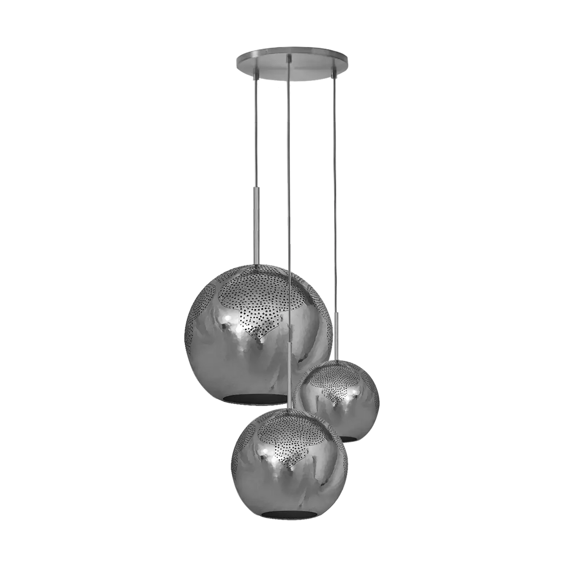 Dounia Home - DH-NAJ3LIG-SM-AB - Najma 3-Light Globe Chandelier - Antique Brass
