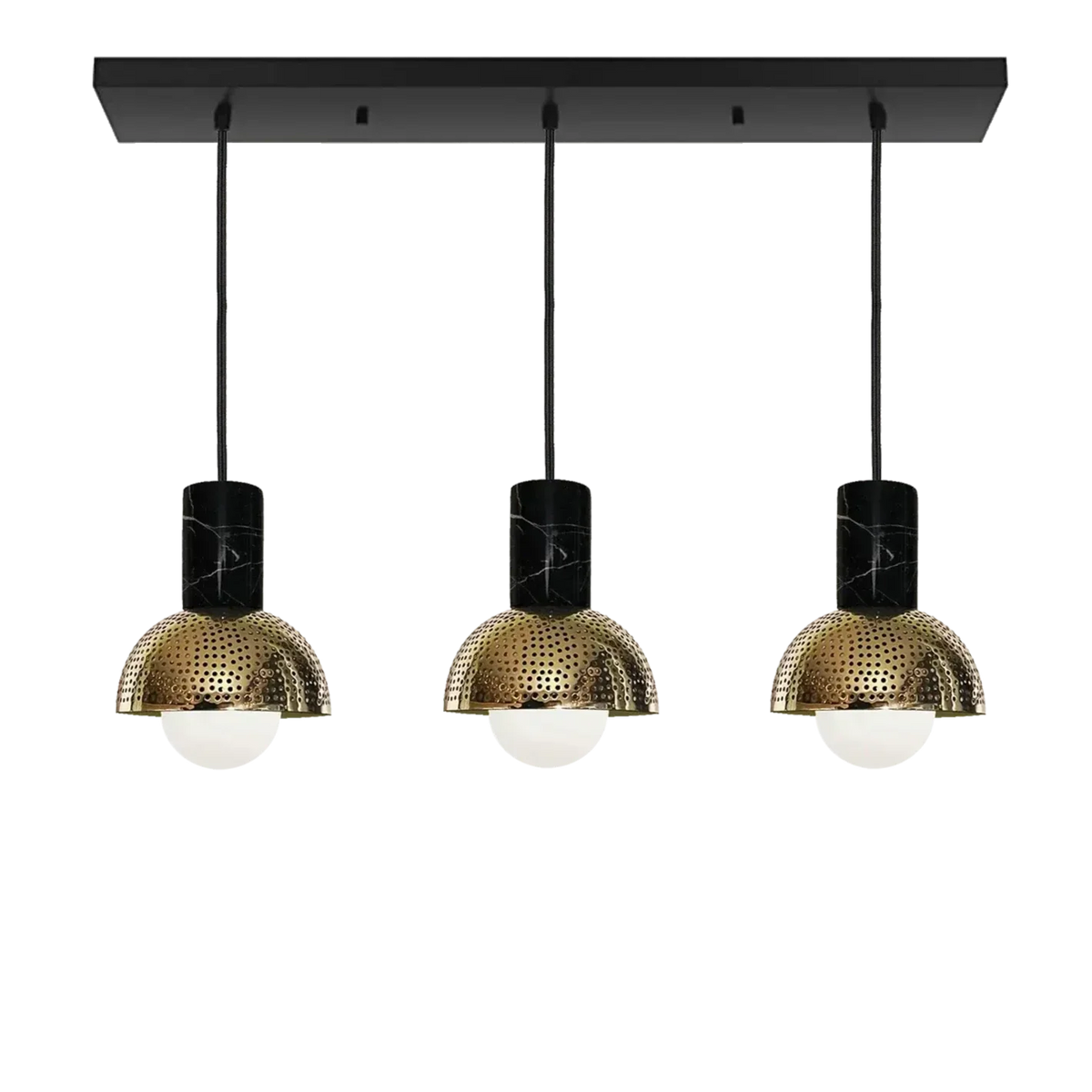 Dounia Home - DH-MARLIN3-NIK - Maria linear 3 globe chandelier - Brushed Nickel Silver