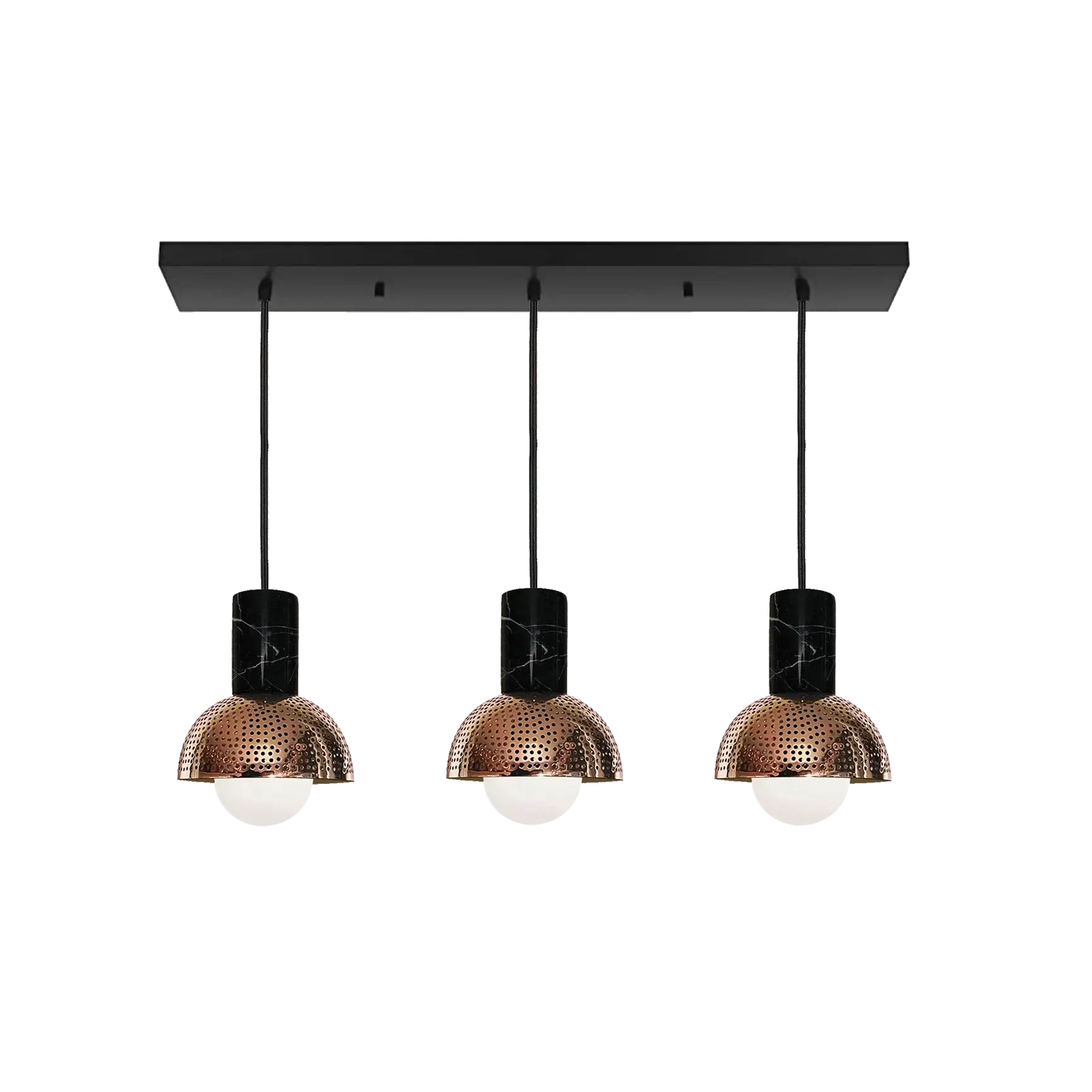 Dounia Home - DH-MARLIN3-BRS - Maria linear 3 globe chandelier - Polished Brass