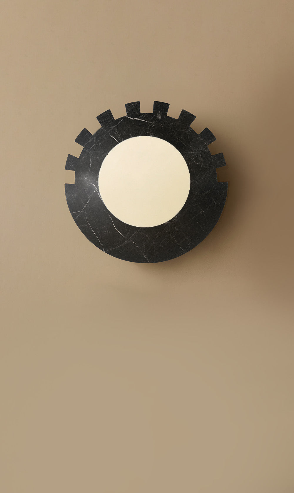 Dounia Home - DH-CHEDISWAL-SM-BLK - Checkered Disc Wall Sconce - Black Marble - Black Marble