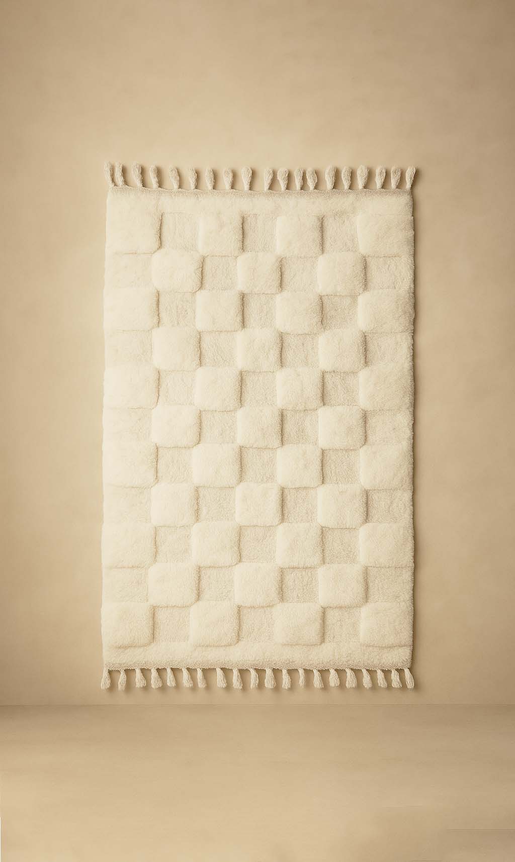 Dounia Home - DH-CHERUGIVO-28-WHT - Checkered Rug - Ivory - Ivory
