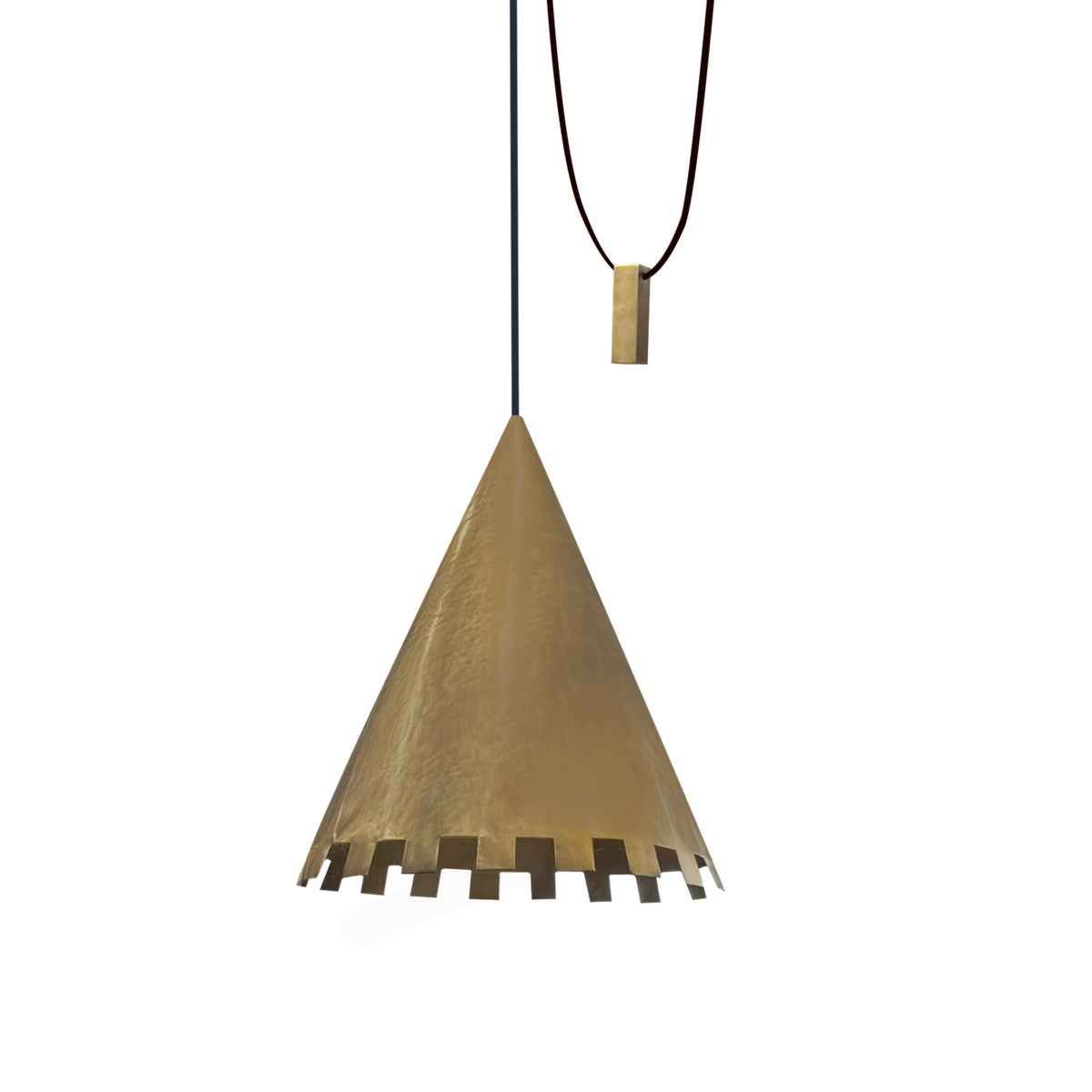 Dounia Home - DH-CHEKOBPEN-SM-BRS - Checkered Koba Pendant Light - Polished Brass