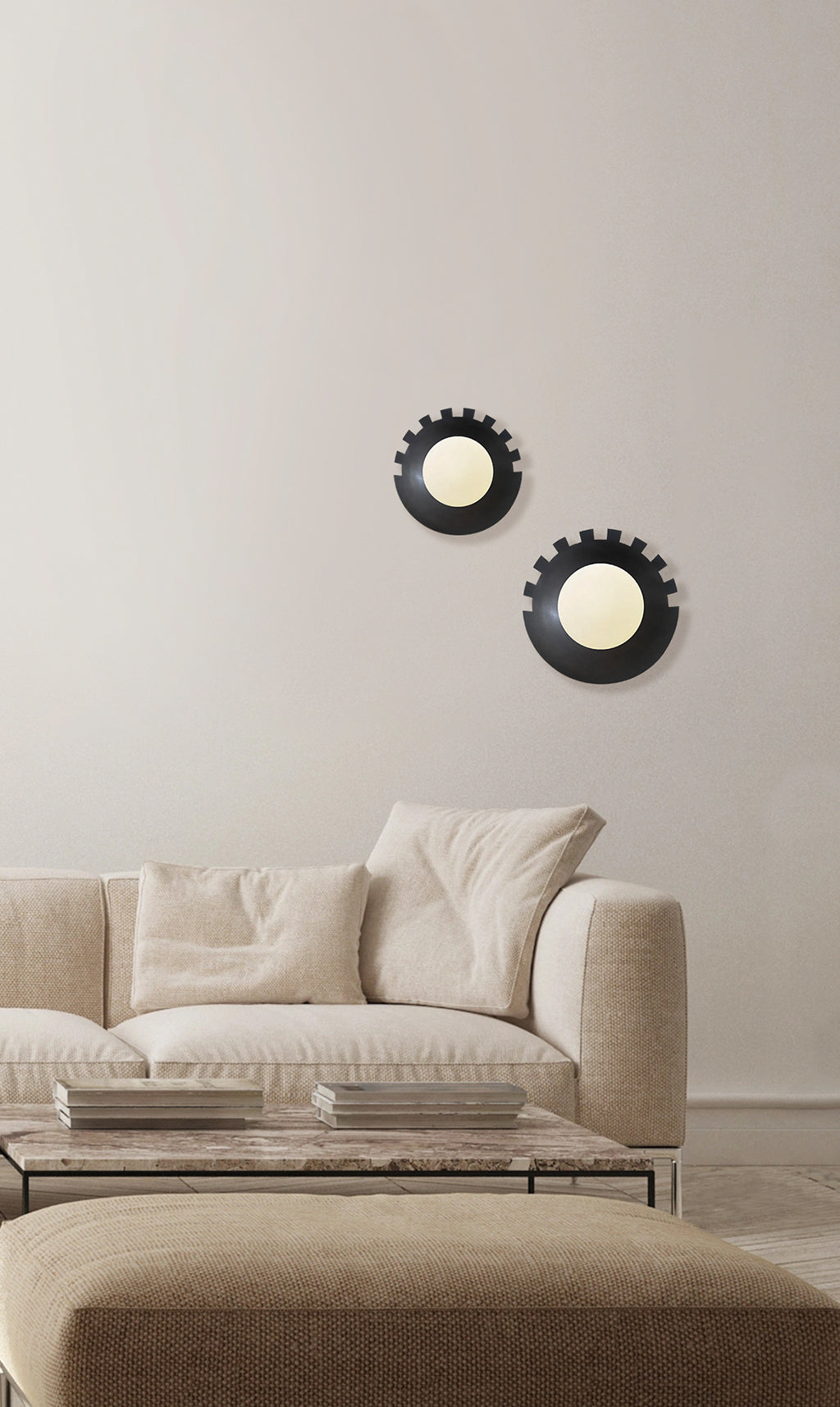 Dounia Home - DH-CHEROUWAL-SM-AB - Checkered Round Wall Sconce - Antique Brass